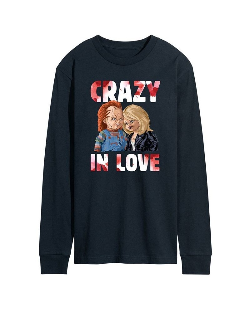 Men's Chucky Crazy in Love Long Sleeve T-shirt Blue $23.52 T-Shirts