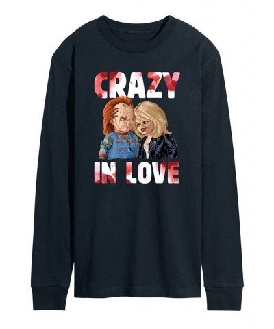 Men's Chucky Crazy in Love Long Sleeve T-shirt Blue $23.52 T-Shirts