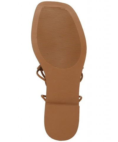 Women's Ainsley Knotted Lace-Up Ankle-Tie Sandals Tan/Beige $35.60 Shoes