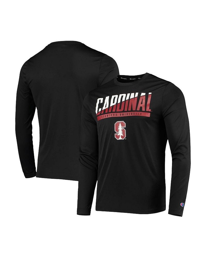 Men's Black Stanford Cardinal Wordmark Slash Long Sleeve T-shirt $21.60 T-Shirts