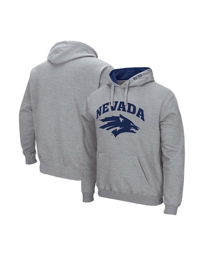 Men's Heathered Gray Nevada Wolf Pack Arch and Logo Pullover Hoodie $26.95 Sweatshirt