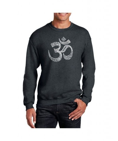 Men's Word Art Poses Om Crewneck Sweatshirt Gray $28.49 Sweatshirt