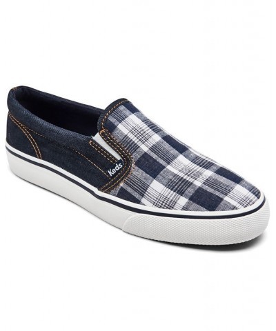 Women's Jump Kick Slip-On Canvas Casual Sneakers Blue $18.80 Shoes