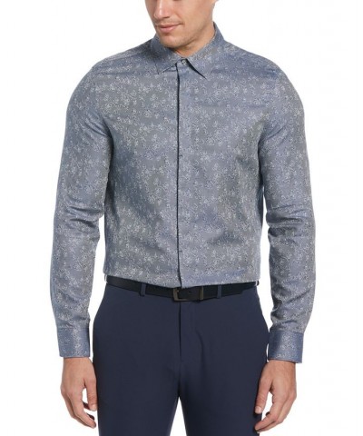 Men's Slim-Fit Jacquard Floral-Print Shirt Blue $48.76 Shirts