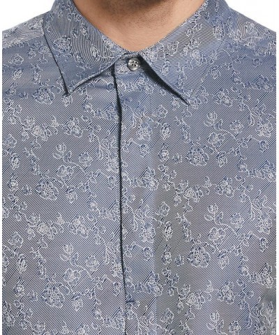 Men's Slim-Fit Jacquard Floral-Print Shirt Blue $48.76 Shirts