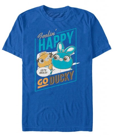 Disney Pixar Men's Toy Story 4 Happy Go Ducky Short Sleeve T-Shirt Blue $14.35 T-Shirts