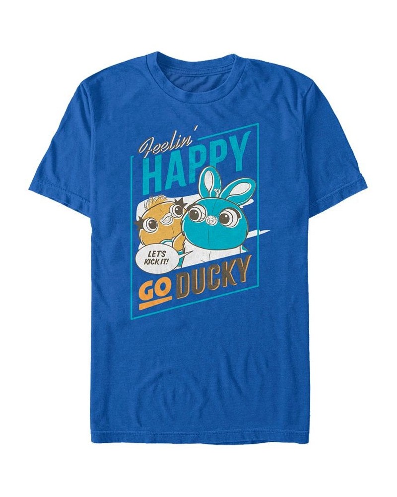 Disney Pixar Men's Toy Story 4 Happy Go Ducky Short Sleeve T-Shirt Blue $14.35 T-Shirts