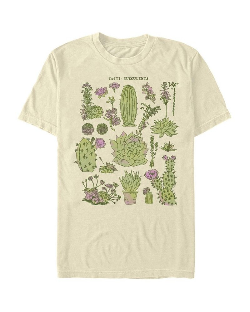 Men's Cacti Chart Drawing Short Sleeve Crew T-shirt Tan/Beige $16.80 T-Shirts