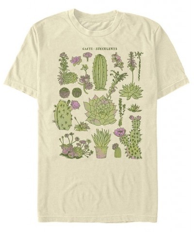 Men's Cacti Chart Drawing Short Sleeve Crew T-shirt Tan/Beige $16.80 T-Shirts