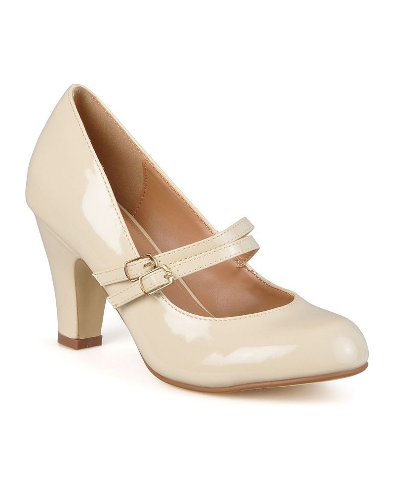 Women's Wendy Double Strap Heels Tan/Beige $32.00 Shoes