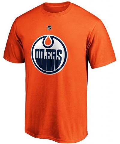 Men's Leon Draisaitl Orange Edmonton Oilers Team Authentic Stack Name and Number T-shirt $13.60 T-Shirts