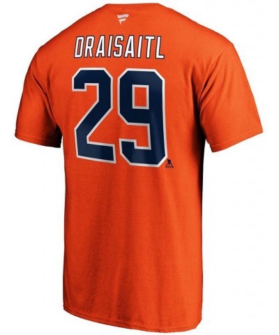 Men's Leon Draisaitl Orange Edmonton Oilers Team Authentic Stack Name and Number T-shirt $13.60 T-Shirts