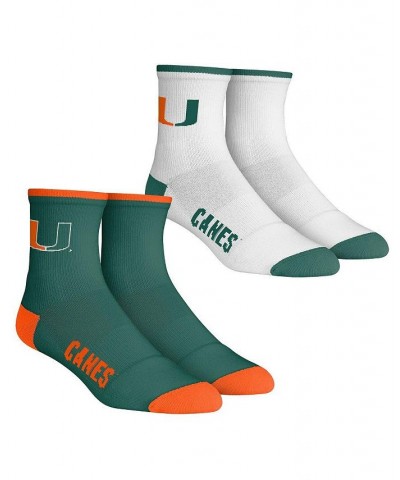 Men's Socks Miami Hurricanes Core Team 2-Pack Quarter Length Sock Set $13.20 Socks