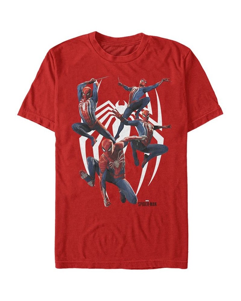 Marvel Men's Spider-Man Many Poses Of Spider-Man Short Sleeve T-Shirt Red $20.29 T-Shirts