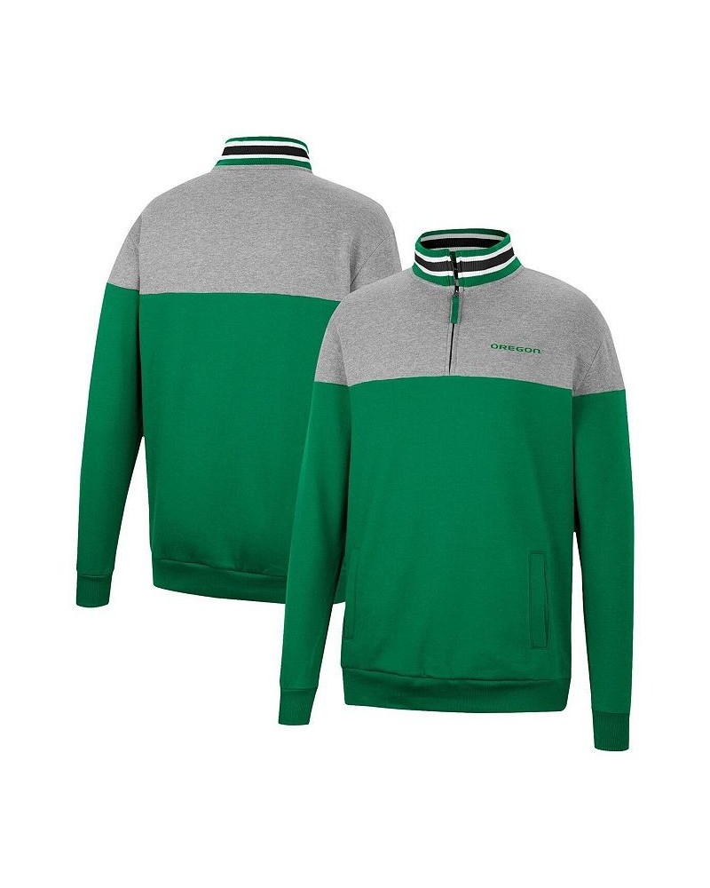 Men's Heathered Gray, Green Oregon Ducks Be the Ball Quarter-Zip Top $28.00 Sweatshirt