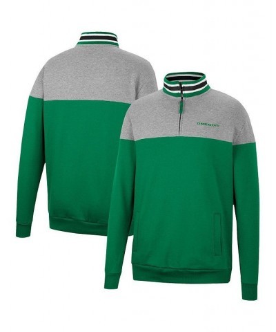 Men's Heathered Gray, Green Oregon Ducks Be the Ball Quarter-Zip Top $28.00 Sweatshirt