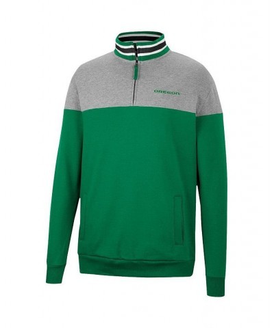 Men's Heathered Gray, Green Oregon Ducks Be the Ball Quarter-Zip Top $28.00 Sweatshirt