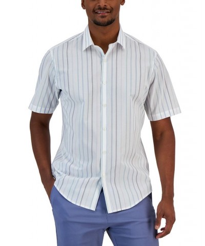 Men's Classic-Fit Stretch Gradient Stripe Button-Down Shirt White $13.50 Shirts