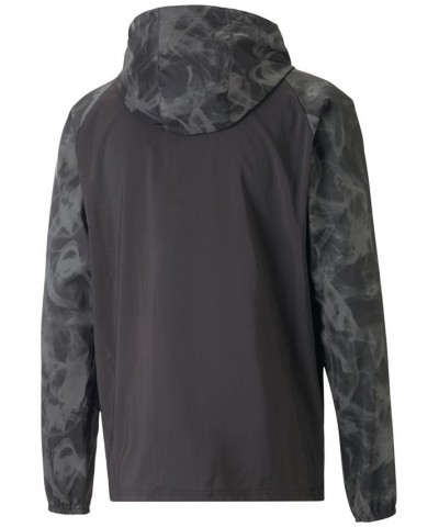 Men's Run Favorite Abstract-Print Hooded Running Jacket Black $39.20 Jackets