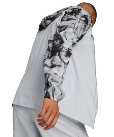 Men's Run Favorite Abstract-Print Hooded Running Jacket Black $39.20 Jackets