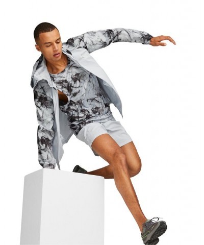 Men's Run Favorite Abstract-Print Hooded Running Jacket Black $39.20 Jackets