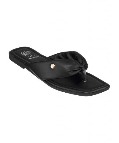 Women's Reid Flat Thong Sandals Black $34.19 Shoes