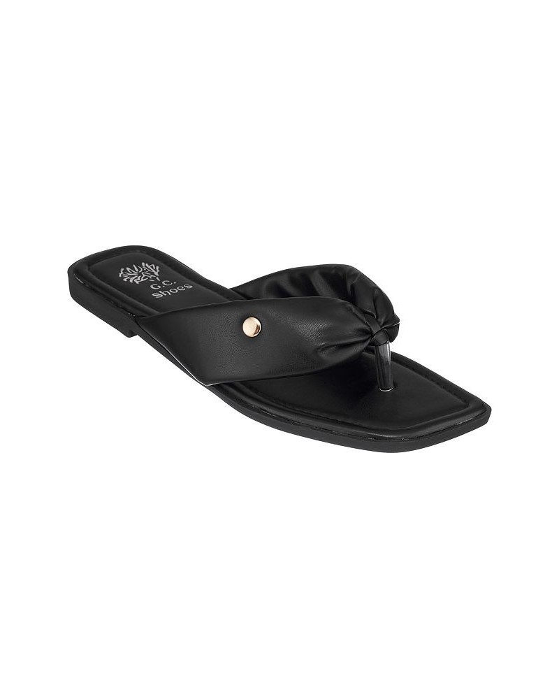 Women's Reid Flat Thong Sandals Black $34.19 Shoes