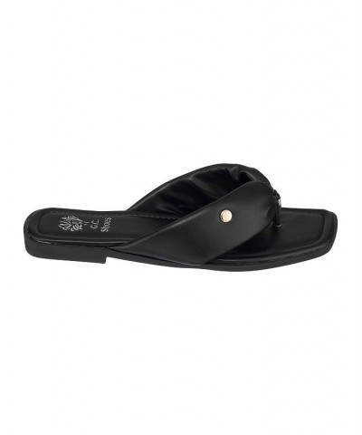 Women's Reid Flat Thong Sandals Black $34.19 Shoes