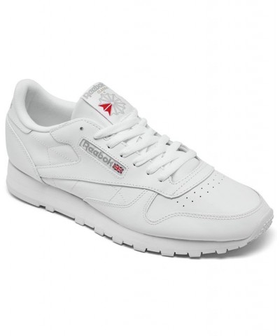 Men's Classic Leather Casual Sneakers White $36.90 Shoes