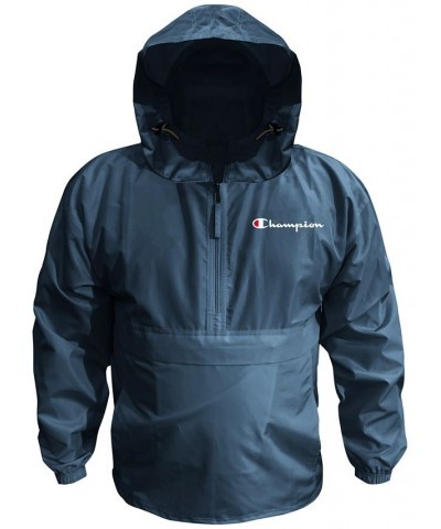 Men's Big & Tall Packable Hooded Jacket Blue $23.20 Jackets