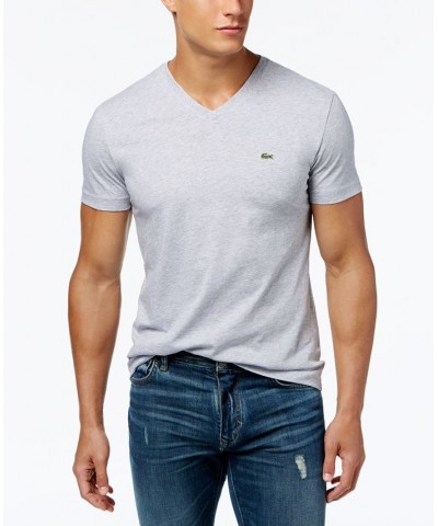 Men’s Classic V-Neck Soft Pima Cotton Tee Shirt Silver $37.80 T-Shirts