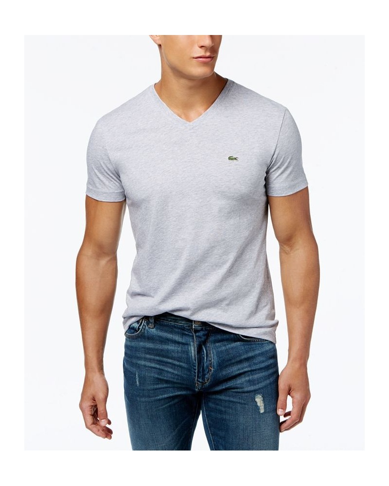 Men’s Classic V-Neck Soft Pima Cotton Tee Shirt Silver $37.80 T-Shirts