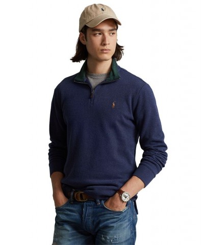 Men's Estate-Rib Cotton Quarter-Zip Pullover Blue $31.58 Sweaters