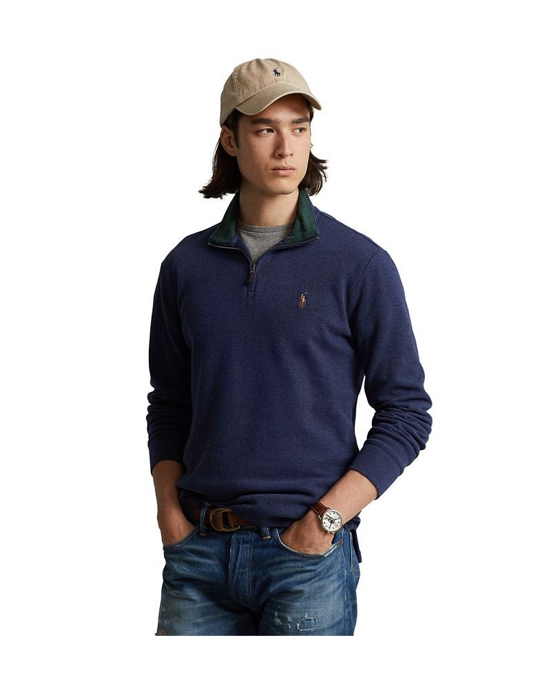 Men's Estate-Rib Cotton Quarter-Zip Pullover Blue $31.58 Sweaters