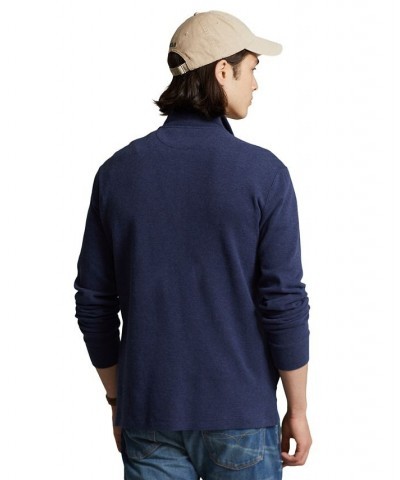 Men's Estate-Rib Cotton Quarter-Zip Pullover Blue $31.58 Sweaters