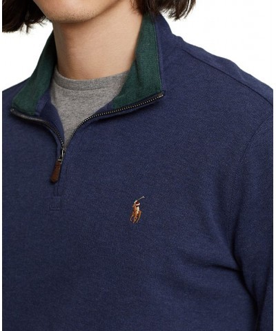 Men's Estate-Rib Cotton Quarter-Zip Pullover Blue $31.58 Sweaters