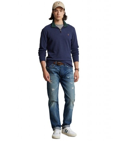 Men's Estate-Rib Cotton Quarter-Zip Pullover Blue $31.58 Sweaters