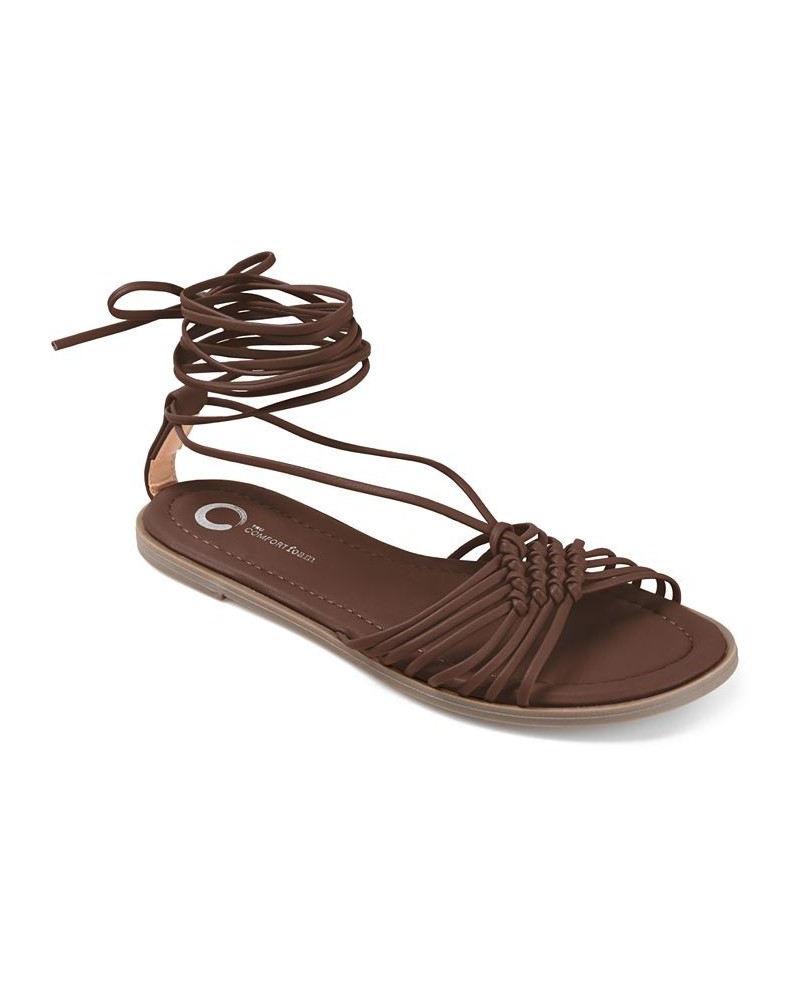 Women's Jess Tie-Up Sandals Brown $36.80 Shoes