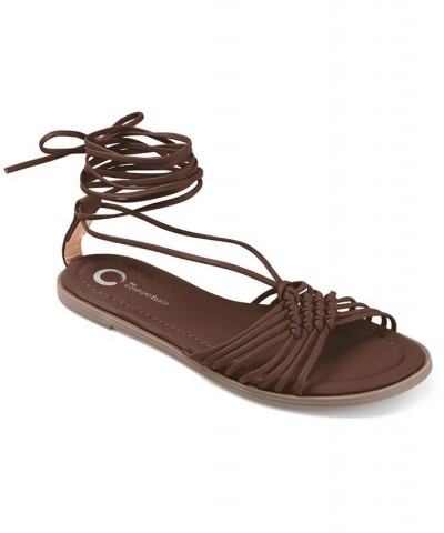 Women's Jess Tie-Up Sandals Brown $36.80 Shoes