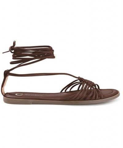 Women's Jess Tie-Up Sandals Brown $36.80 Shoes