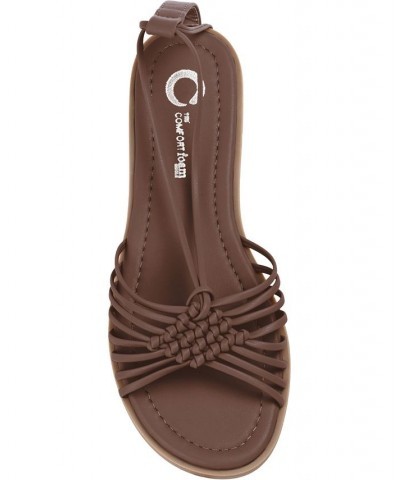 Women's Jess Tie-Up Sandals Brown $36.80 Shoes