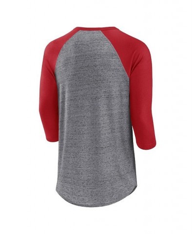 Men's Branded Heathered Gray, Red Los Angeles Angels Iconic Above Heat Speckled Raglan Henley 3/4 Sleeve T-shirt $22.39 T-Shirts