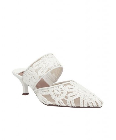 Women's Emina Crochet Embroidered Mesh Pumps White $36.90 Shoes