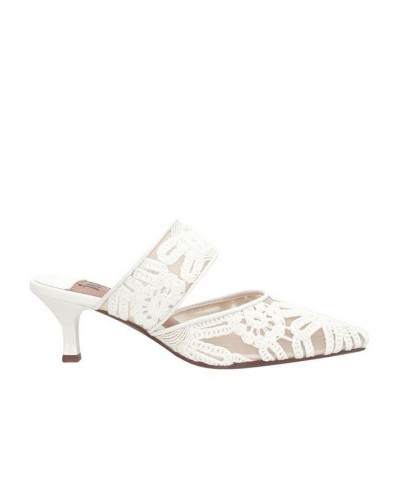 Women's Emina Crochet Embroidered Mesh Pumps White $36.90 Shoes