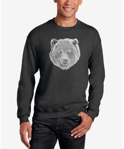 Men's Word Art Bear Face Crewneck Sweatshirt Gray $23.50 Sweatshirt