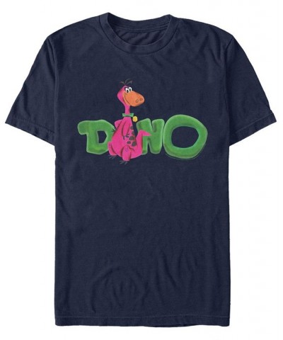 Men's The Flintstones Dino Name Short Sleeve T-shirt Blue $15.75 T-Shirts