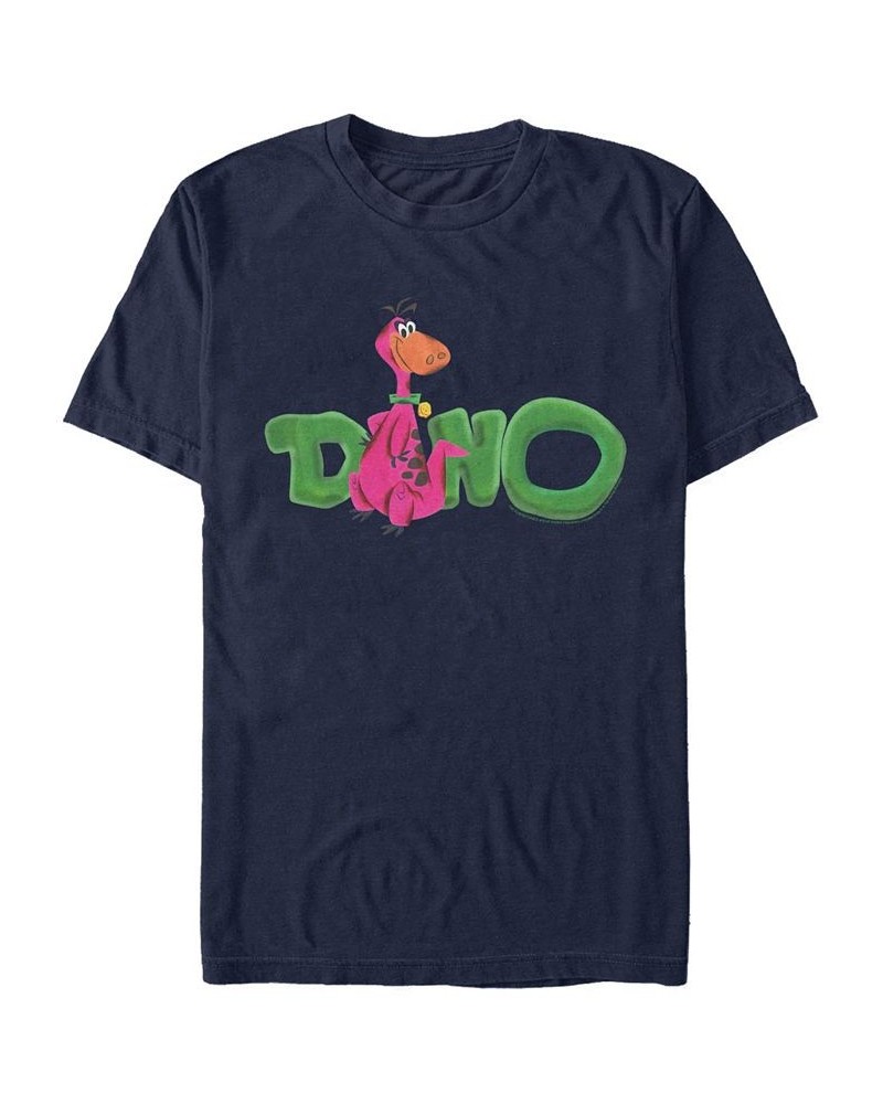 Men's The Flintstones Dino Name Short Sleeve T-shirt Blue $15.75 T-Shirts