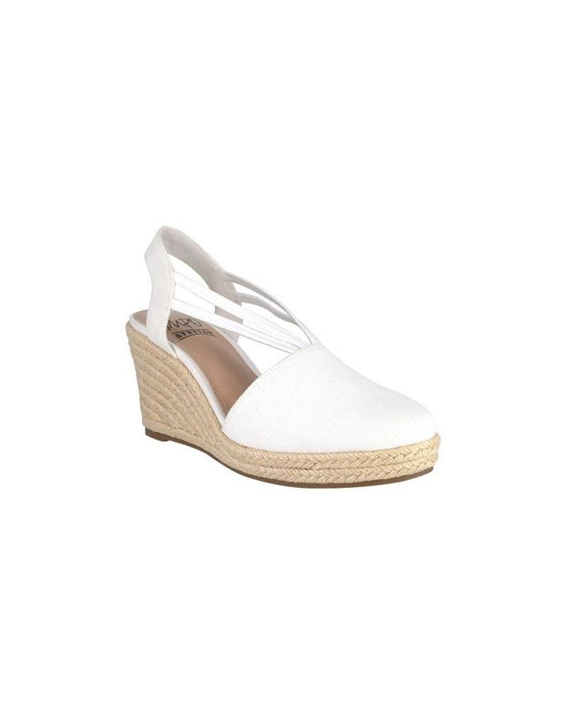 Taedra Espadrille Platform Wedges White $34.87 Shoes