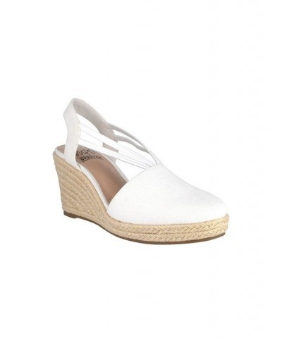 Taedra Espadrille Platform Wedges White $34.87 Shoes