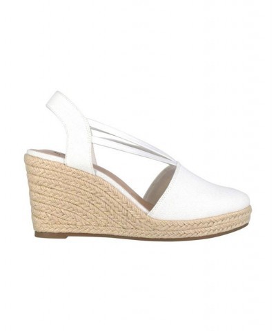 Taedra Espadrille Platform Wedges White $34.87 Shoes